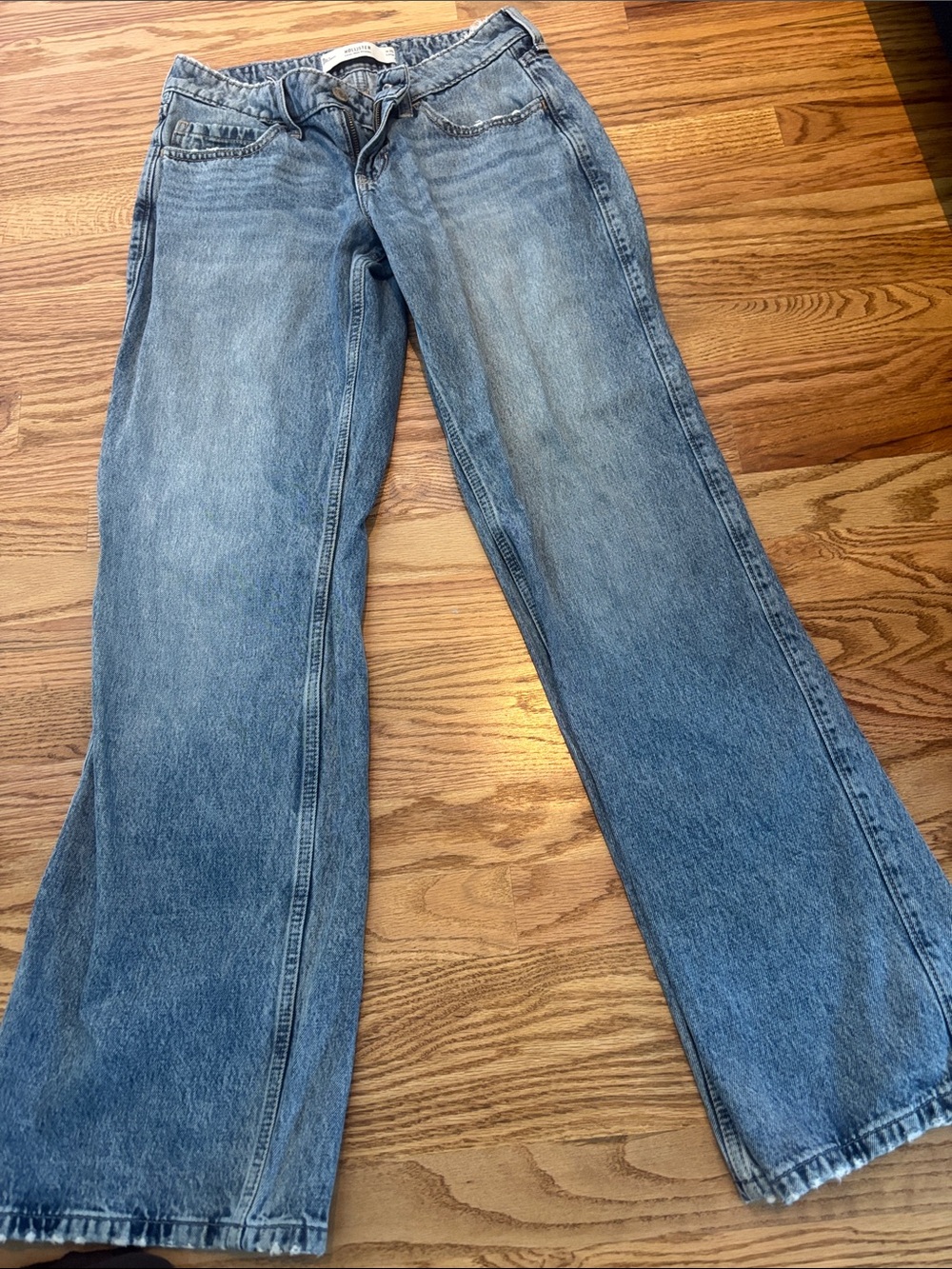 Hollister Light Blue Flared Wide Leg Jeans